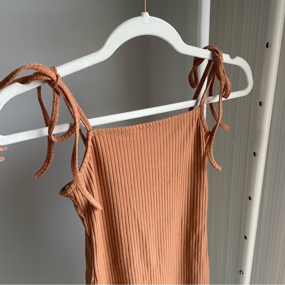 PacSun LA Heart Tan Rib Knit Tie Straps Bodycon Mini Dress - Picture 6 of 9